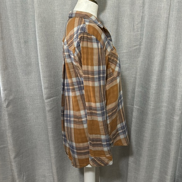 Thread & Supply Button up Shirt-Wmns Sz M-Brown Toned Plaid-Cotton-EUC - Picture 11 of 16